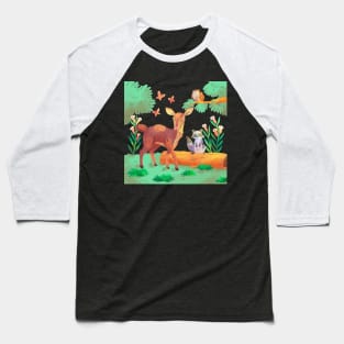 Watercolor Deer Animal forest Baseball T-Shirt